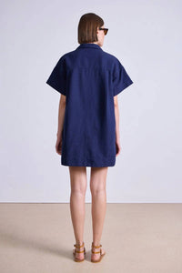 APIECE APART Stefana Shirt Dress in navy - women's dress - alternate view