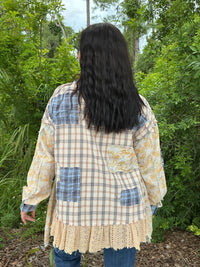 Oli & Hali - Washed Ruffle Hem Plaid Mix Top