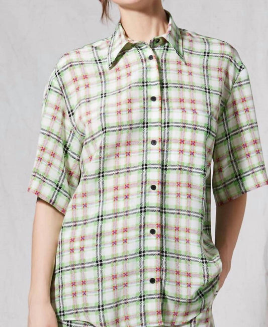 Topshop - Silk Check Print Bowling Blouse