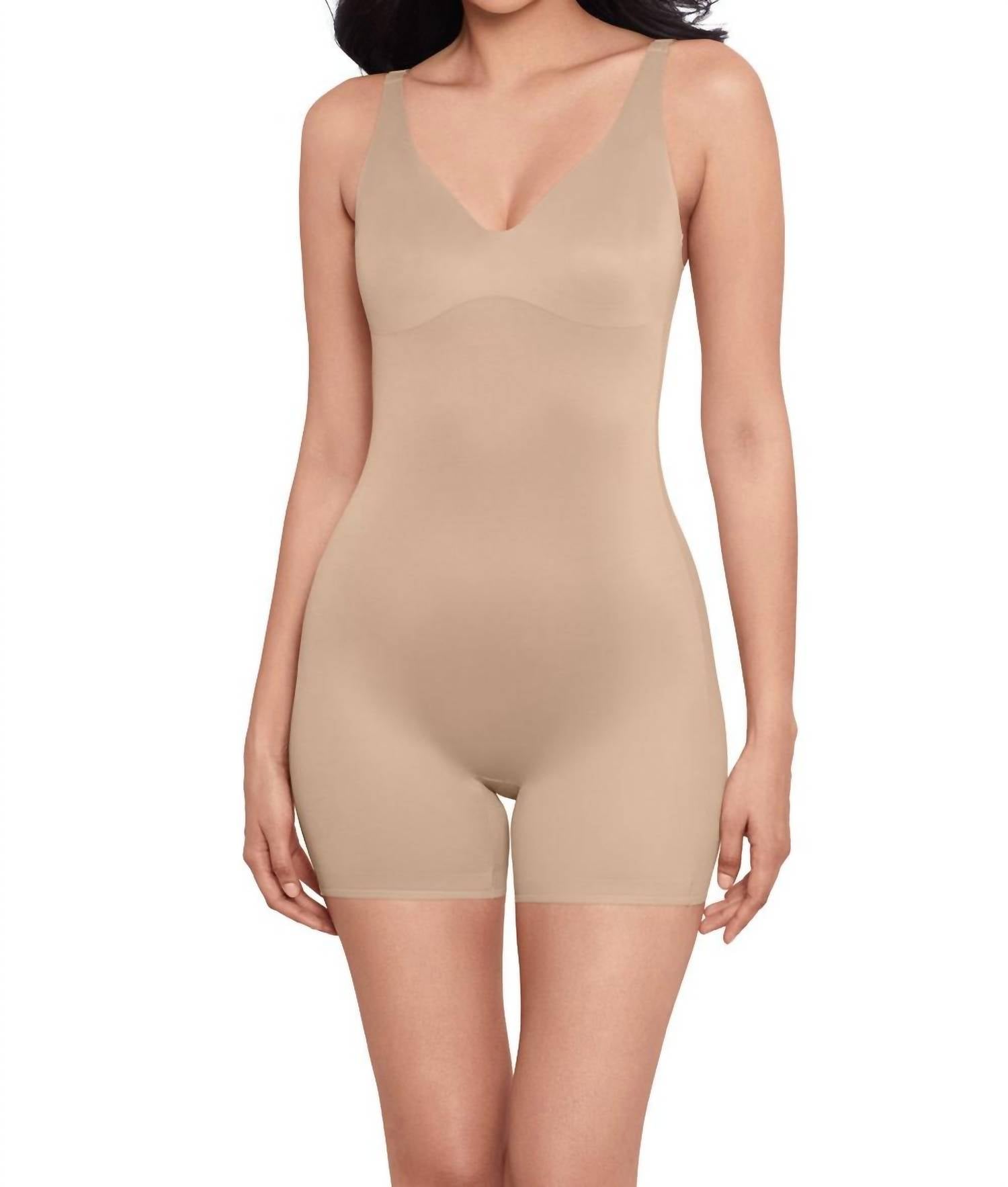 Miraclesuit Show Stopper Low Back All-in-one Bike Short in one bike short in warm beige - women's intimate