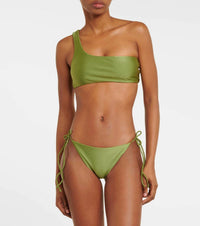 Jade Swim Apex One Shoulder Top in green - women's swimwear - detail view