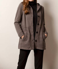 Habitat - Andes Stripe Button Front Hoodie