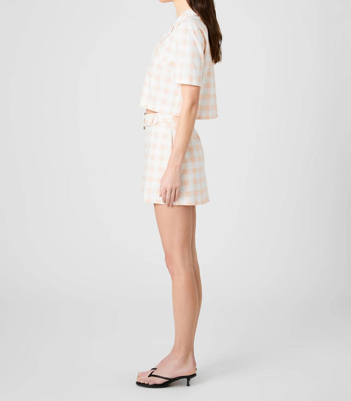 French Connection - Aspen Linen Gingham Belted Skirt
