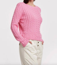 Another Love Lupita Cable Knit Sweater in pink - women's sweater - detail view
