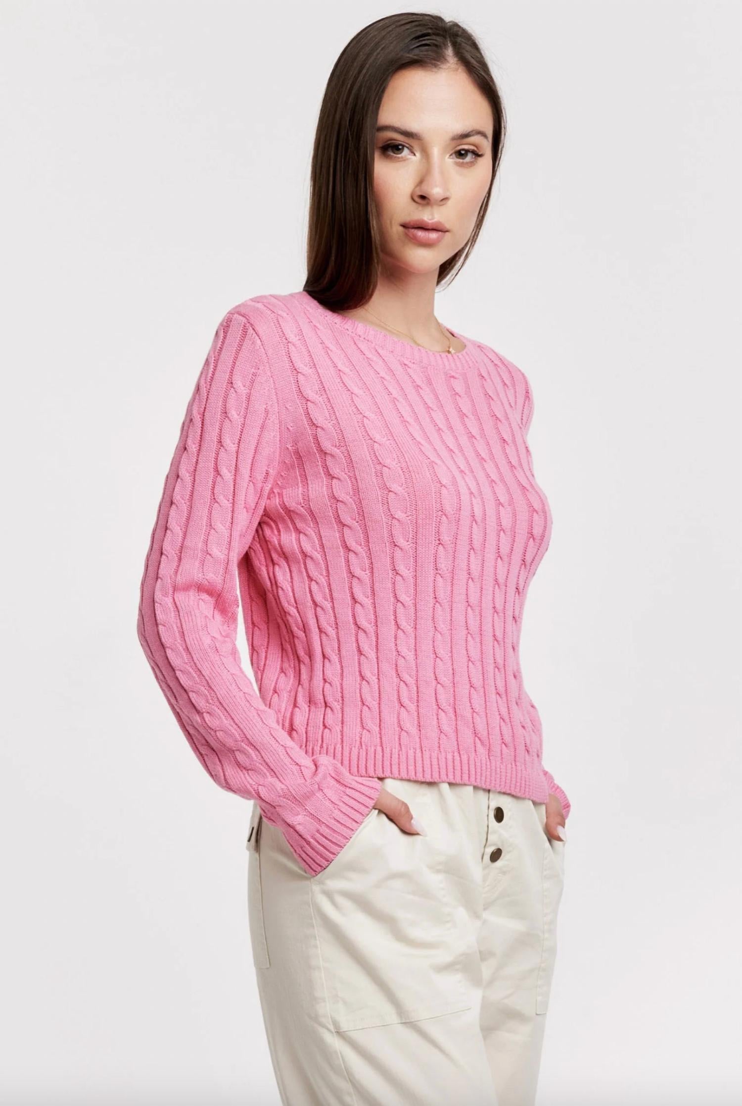 Another Love Lupita Cable Knit Sweater in pink - women's sweater - alternate view