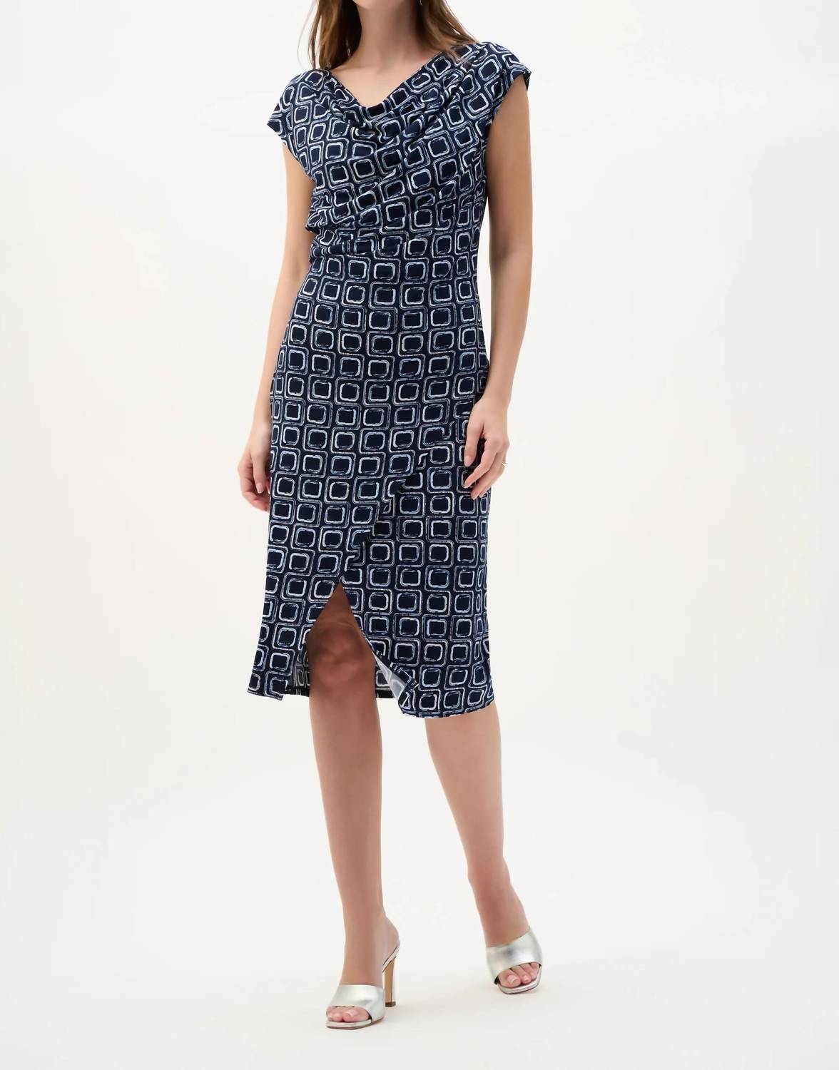 Joseph Ribkoff - Geometric Cowl Wrap Dress