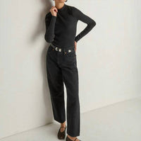 Nation LTD Gina Slim Mock Neck Top in black - women's long sleeve top - alternate view