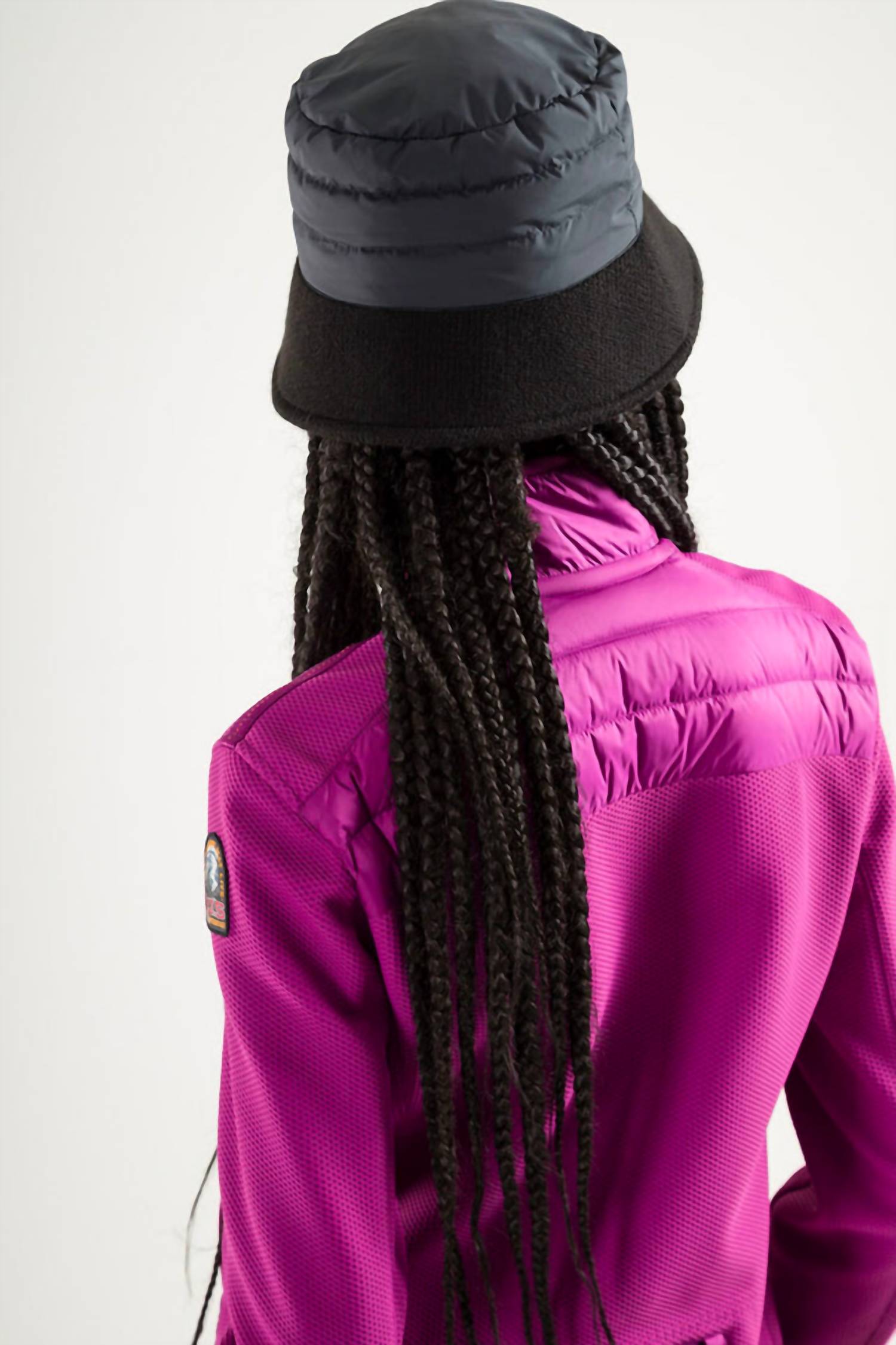 PARAJUMPERS Women's Puffer Bucket Hat in black - women's hat - detail view