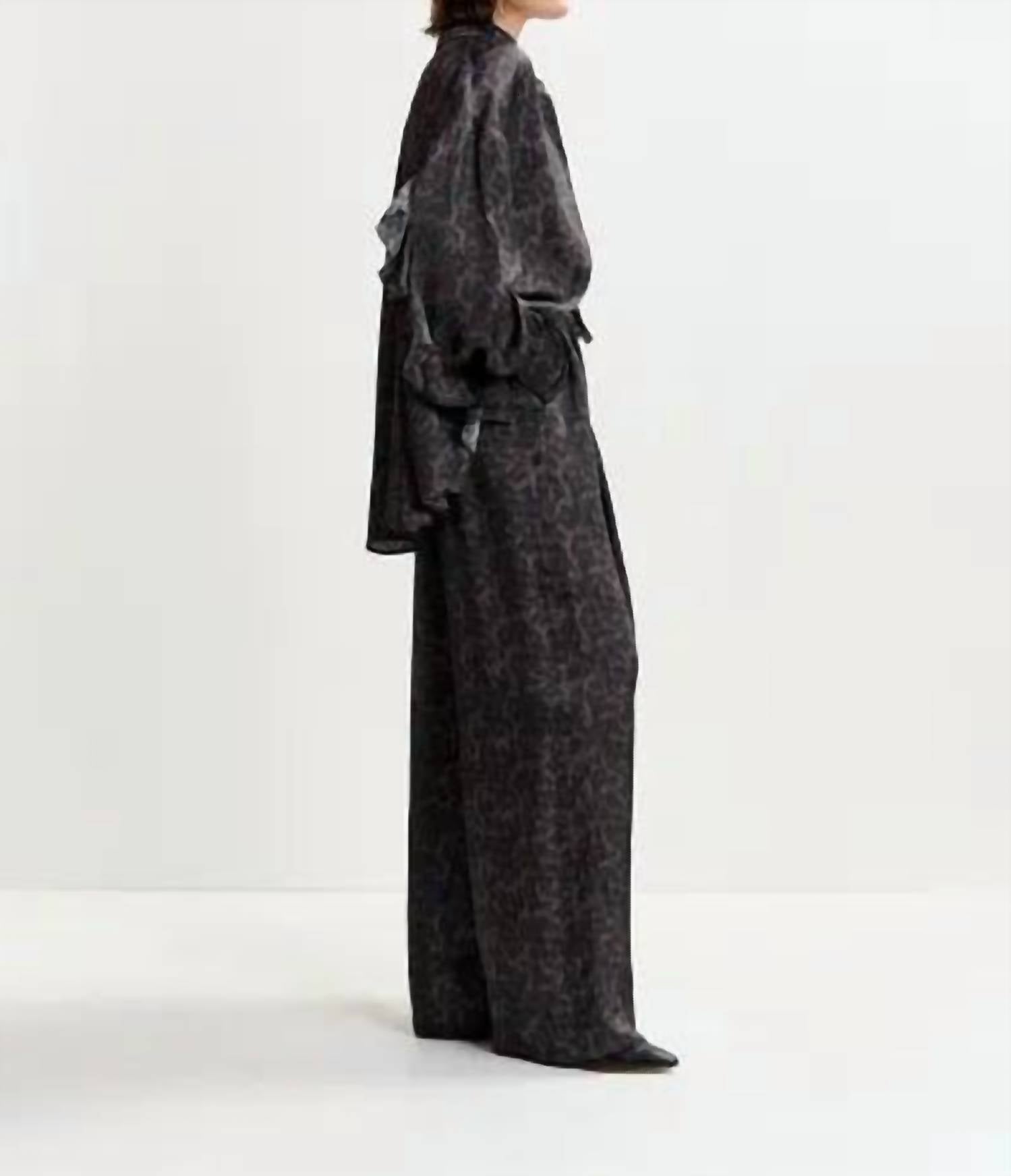 ESSENTIEL ANTWERP Ilorin Oversized Ruffle Shirt in black - women's shirt - alternate view