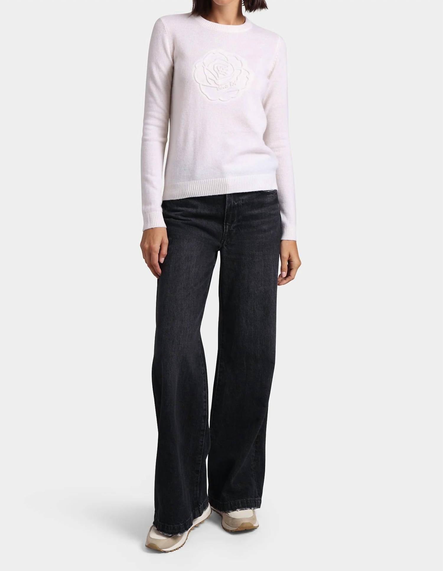 Minnie Rose - Embossed Rose Logo Crew Sweater