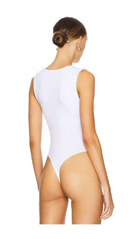 Free People Luna Square Neck Bodysuit in optic white - women's shirt - alternate view