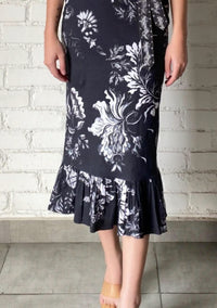 HEMANT & NANDITA Dea Tie Up Belt Midi Dress in black white - women's dress - alternate view