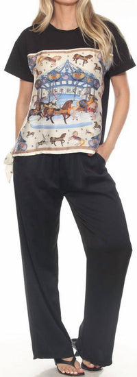FLORA ASHLEY In And You Out Blouse in and you out blouse in black carousel - women's blouse - detail view