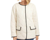 Karen Kane Edge Stitch Quilted Jacket in cream and black - women's jacket - alternate view