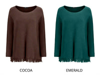 Made In Italy - Women's Fringed Boatneck Sweater