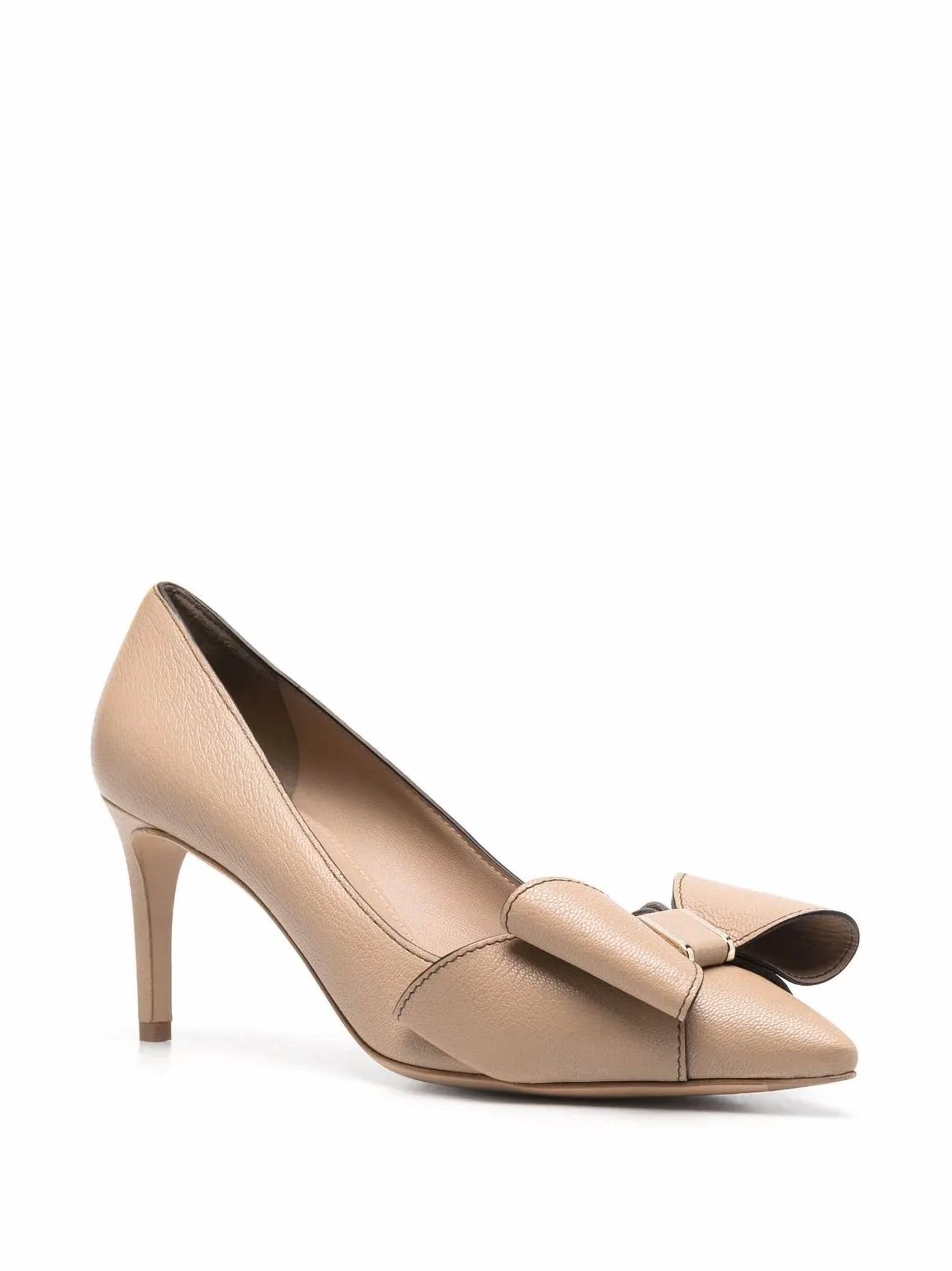 Salvatore Ferragamo Women's Double Bow Leather Pumps in beige - women's heels - view 170