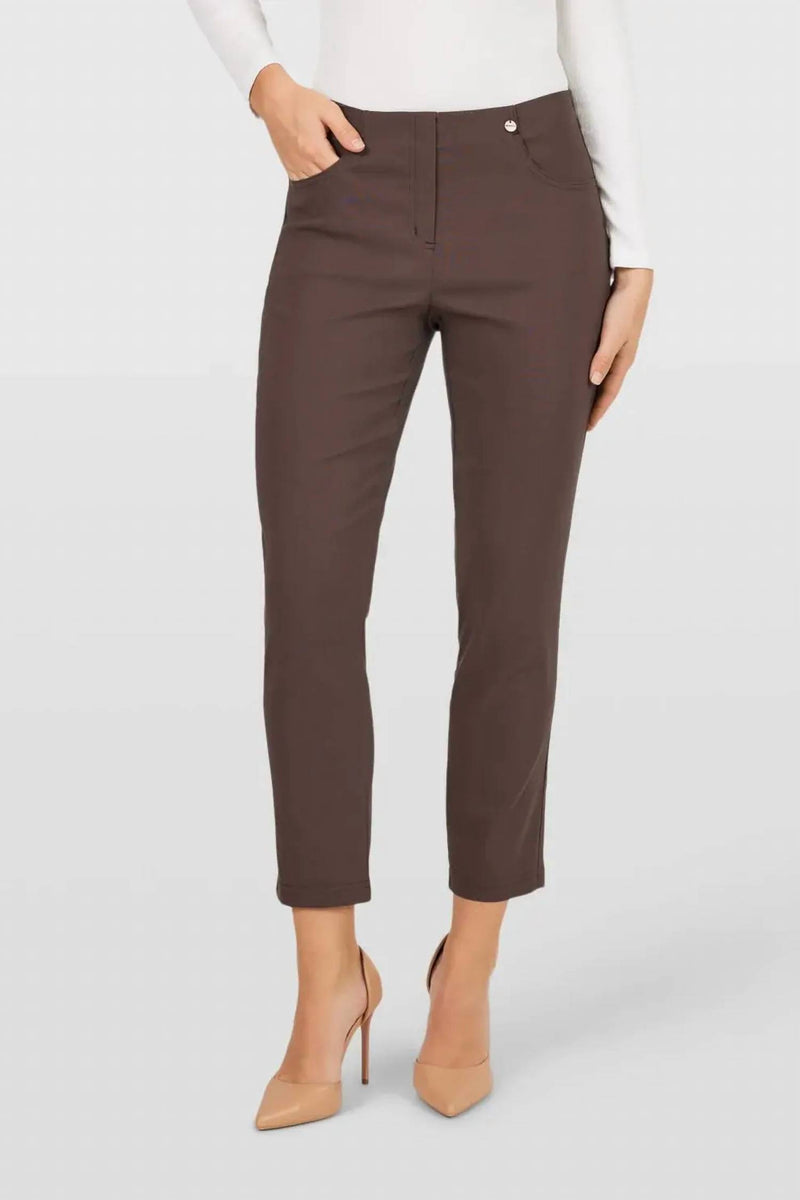 ROBELL Bella Straight Fit Trousers in toffee - women's pants