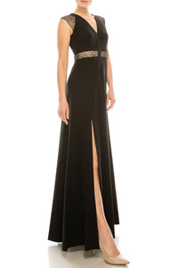 Aidan Mattox - Sleeveless Lace-detail Evening Dress