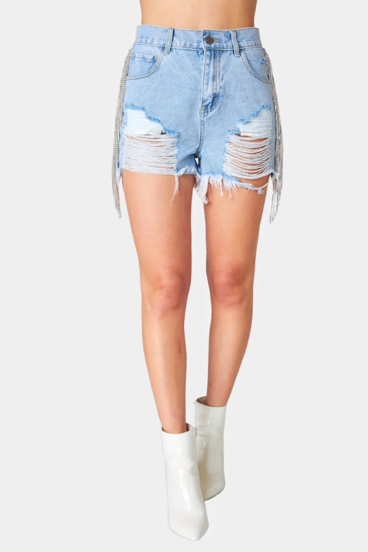 Buddylove - Raven Rhinestone Denim Shorts
