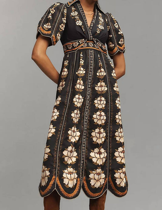 Farm Rio - Embroidered Flowers Midi Dress