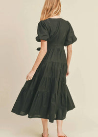 &Merci - Tiered Wrap Dress With Puff Sleeves