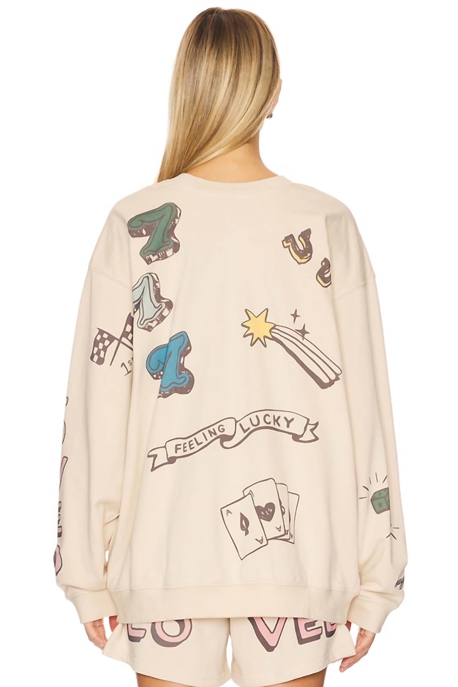 The Mayfair Group - Feeling Lucky Reversible Crewneck Graphic Sweatshirt