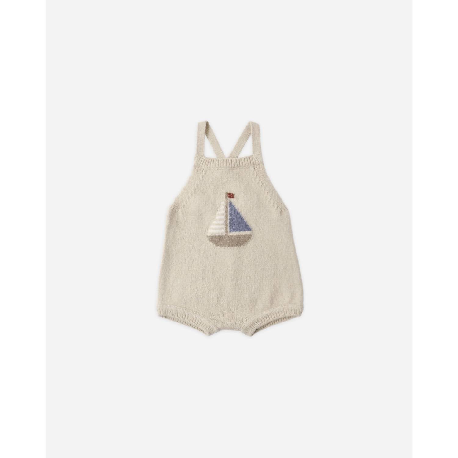 Rylee + Cru Kid's Fisher Romper in sailboat - kids' item - detail view