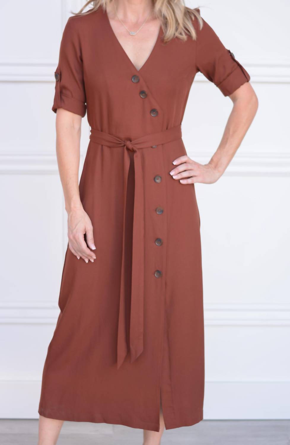 Button Up Your Story Midi Dress