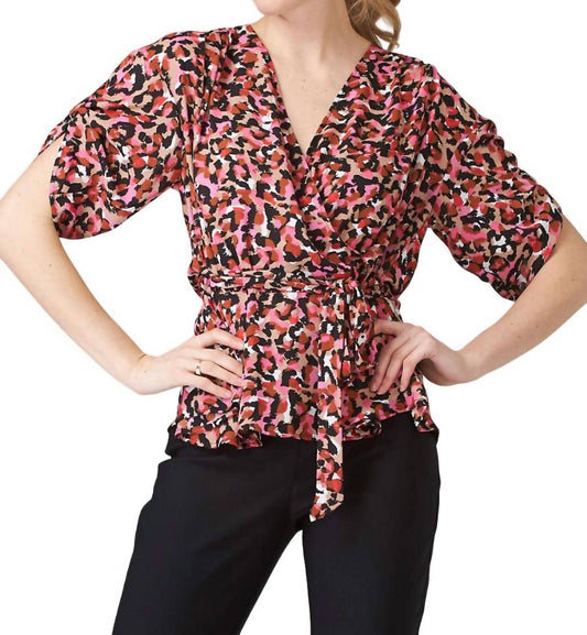 Joseph Ribkoff - Animal Print Tie Detail Top