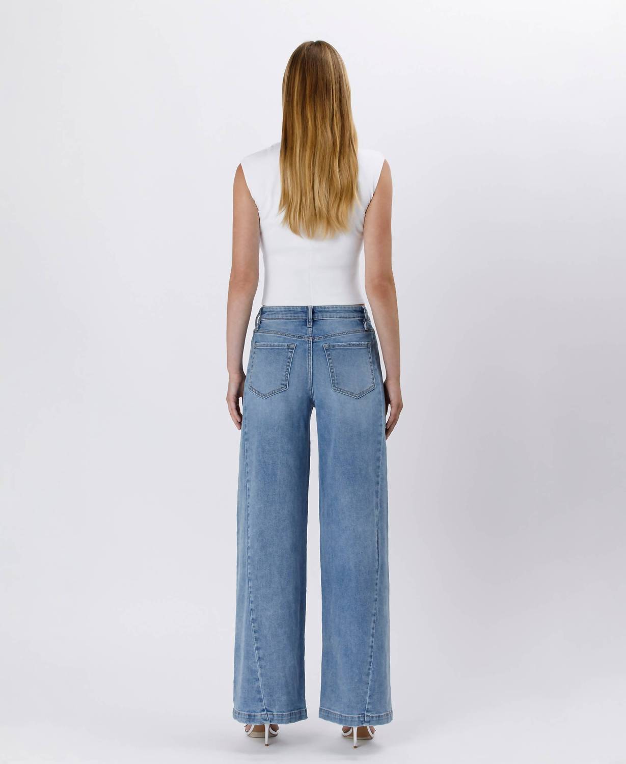 Vervet By Flying Monkey - High Rise Seam Detail Palazzo Jeans
