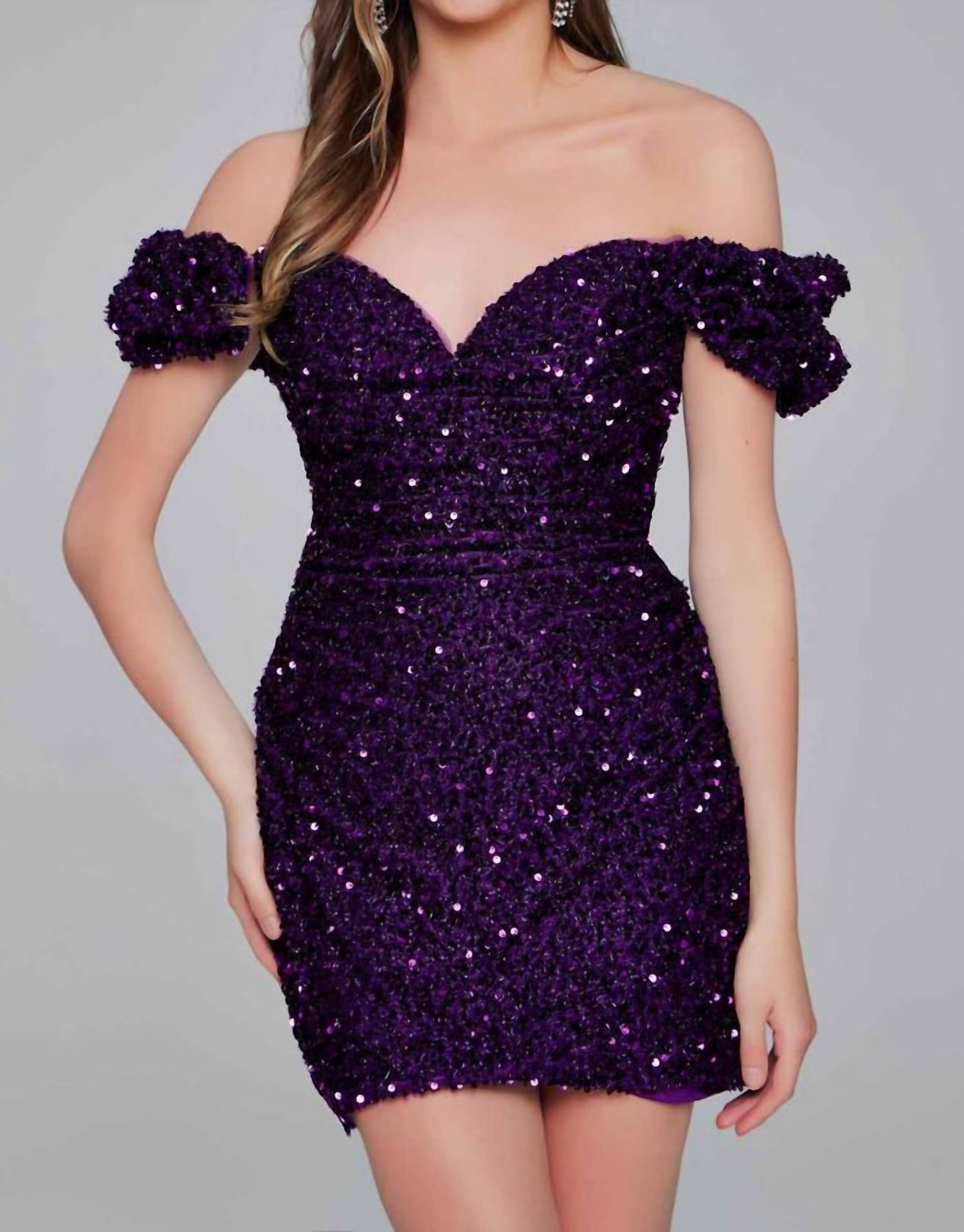 Jovani - Off Shoulder Cocktail Dress