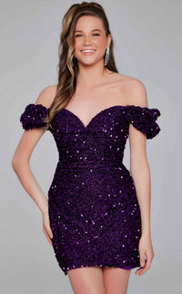 Jovani - Off Shoulder Cocktail Dress