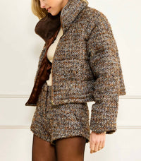 line and dot Clyde Long Sleeve Puffer Jacket in brown - women's jacket - alternate view