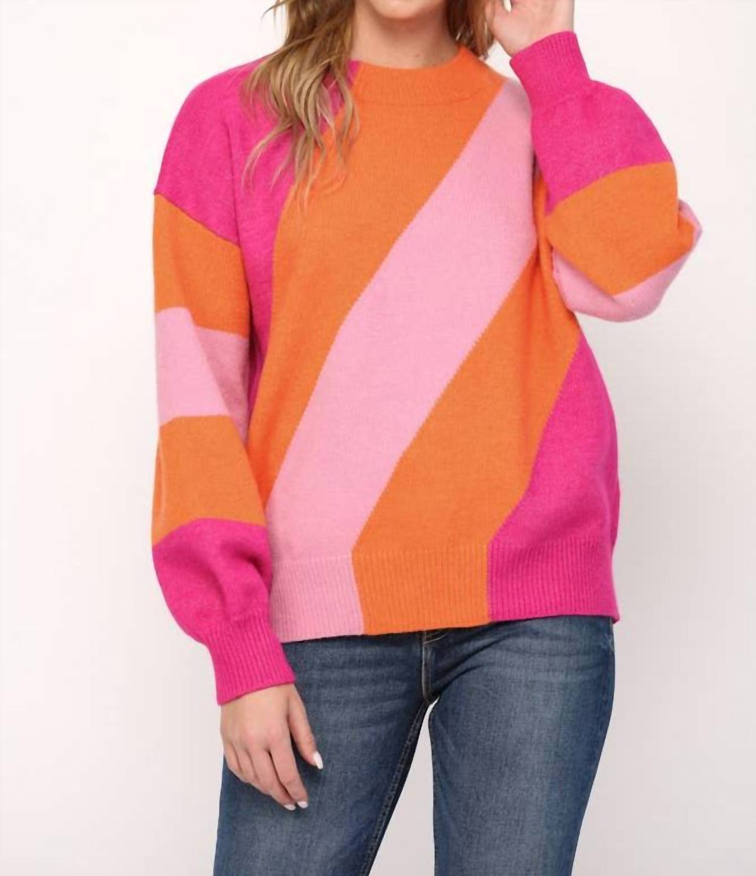 Fate - Sweet Stripes Colorblock Long Sleeve Sweater