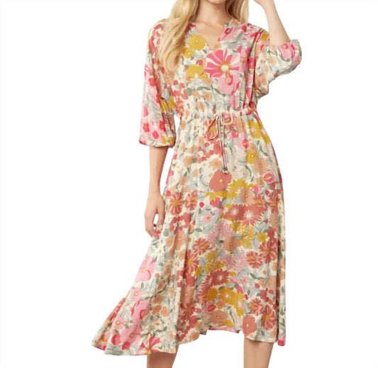 Entro - Floral Dress With Waist Tie