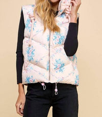 TCEC Floral Printed Vest With Hoodie in pink - women's jacket - view 5