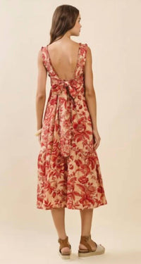 Tcec - Floral Print Button Front Midi Dress