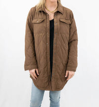 trend:notes Quilted Utility Thin Puffer Jacket in brown - women's jacket