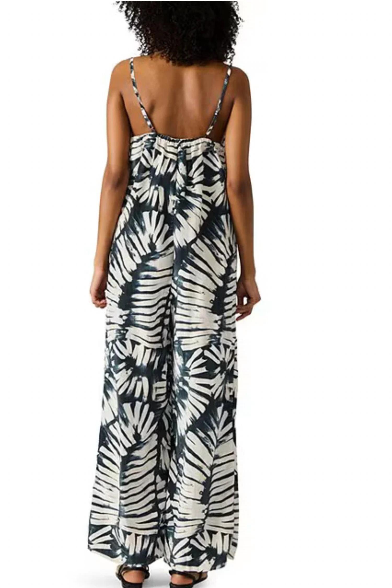STEVE MADDEN Desdemona Printed Crinkled Jumpsuit in black white - women's pants - detail view