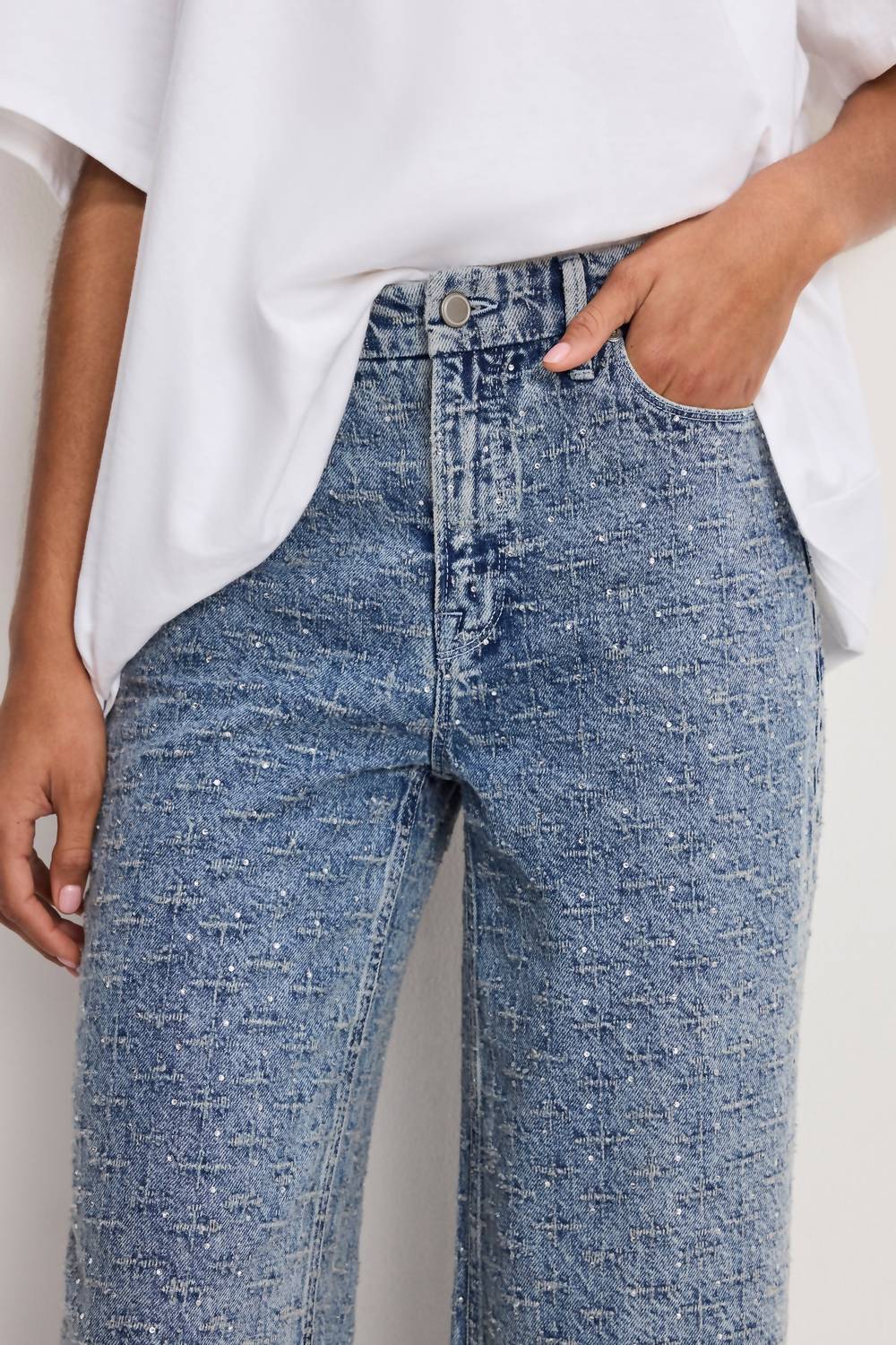 Good American - Good Skate Wide Crystal Jeans