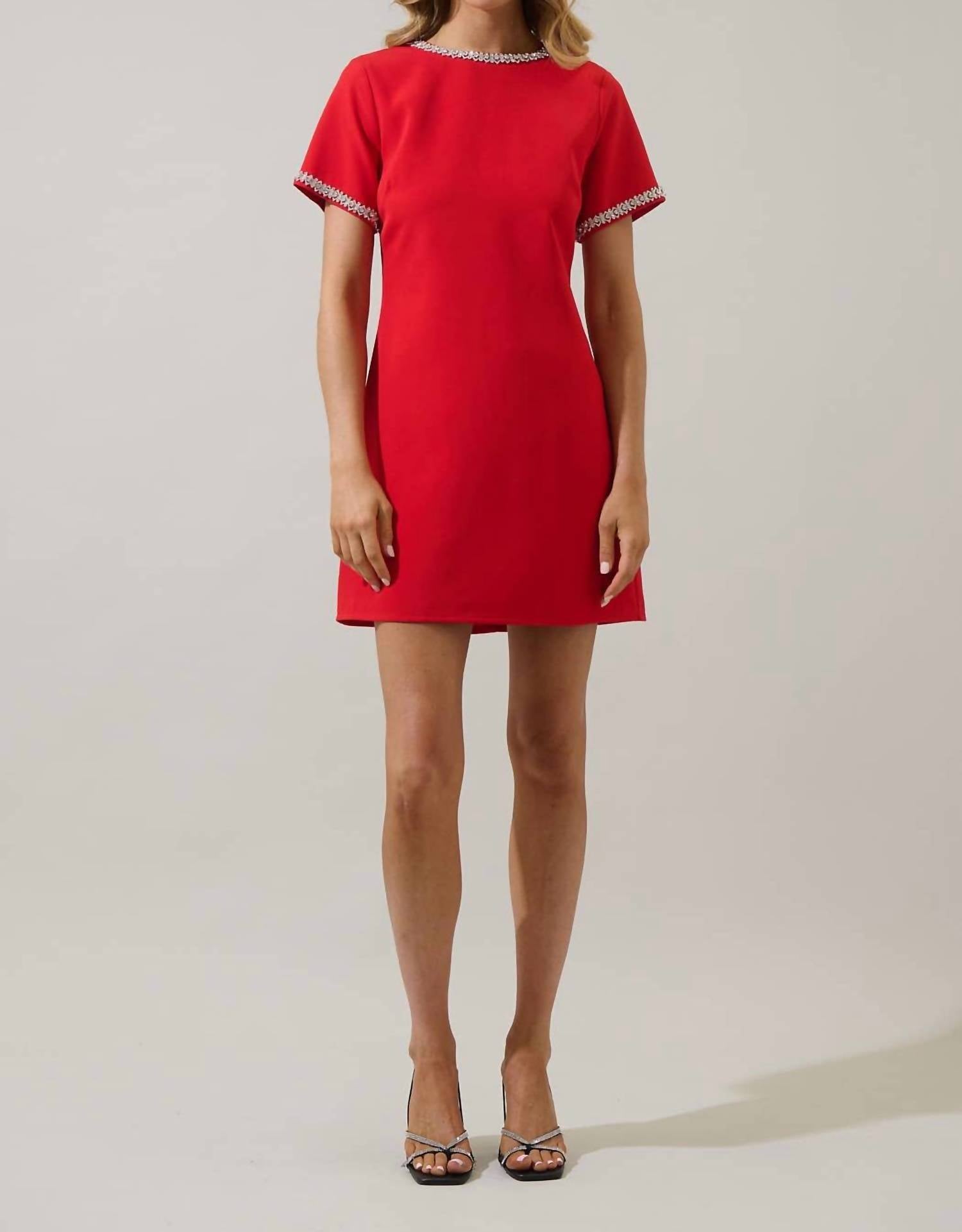 Sugarlips - Kaitlyn Rhinestone Shift Mini Dress