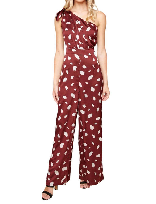 Sugarlips - Sabine Abstract Dot Satin One Shoulder Jumpsuit