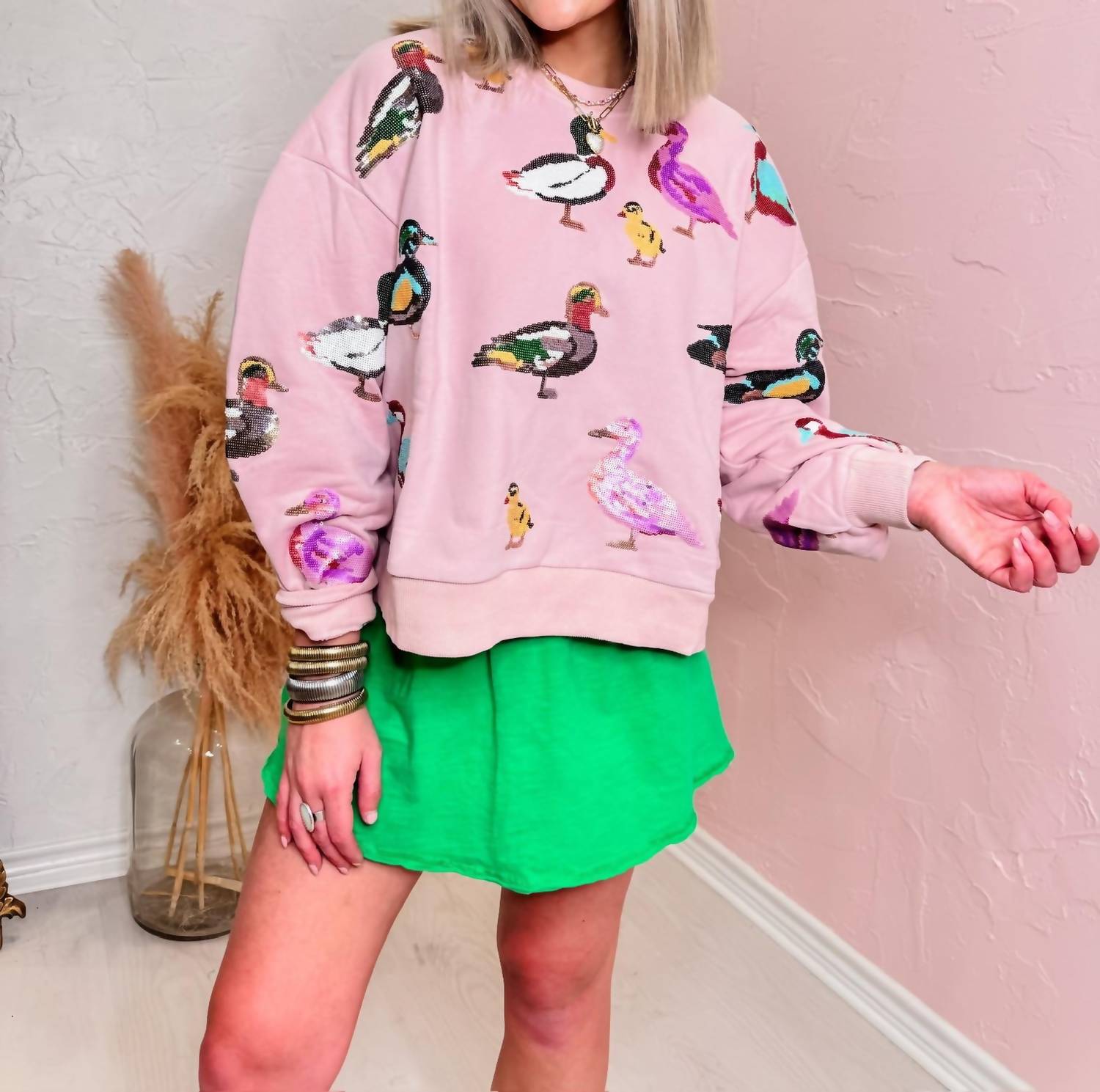 Queen Of Sparkles - Sequined Duck Sweatshirt
