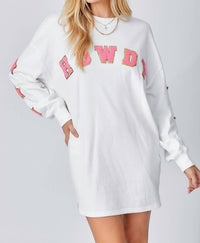 Baevely By Wellmade - Howdy Varsity Patch T-Shirt Dress