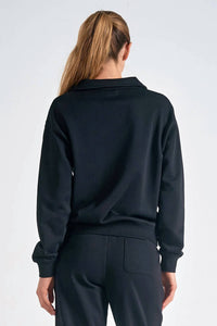 Elan - Collared V-neck Sweatshirt Top