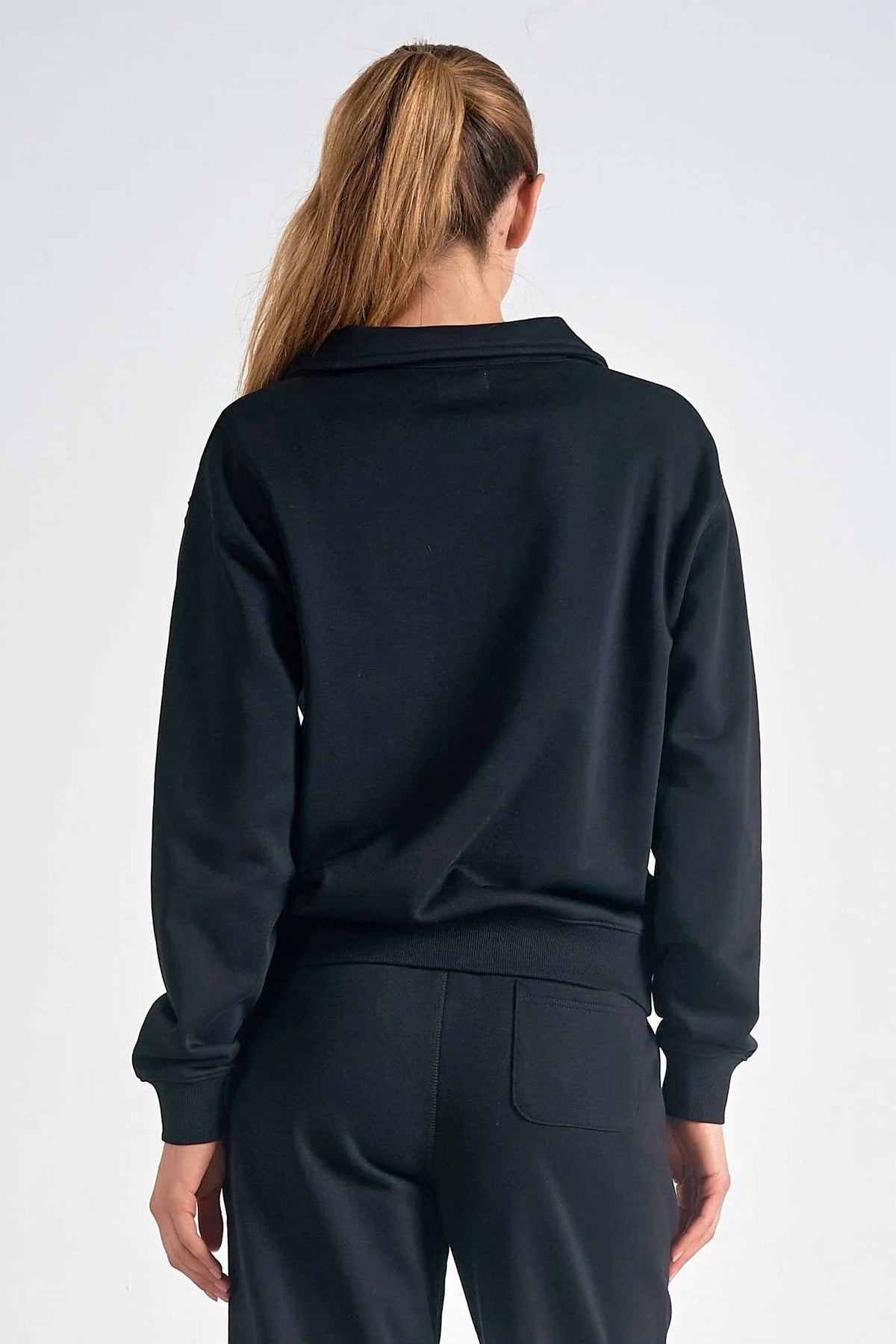 Elan - Collared V-neck Sweatshirt Top