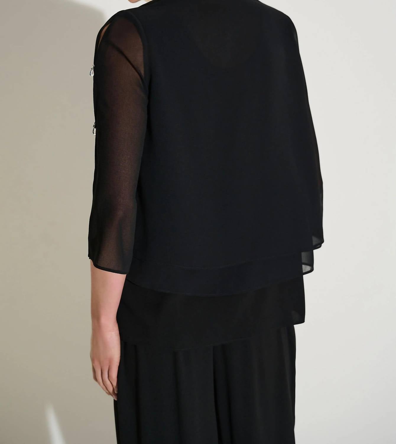 Joseph Ribkoff - Chiffon Rhinestone Detail Twin Set Top