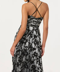 Astr - Saoirse Metallic Pleated Midi Dress
