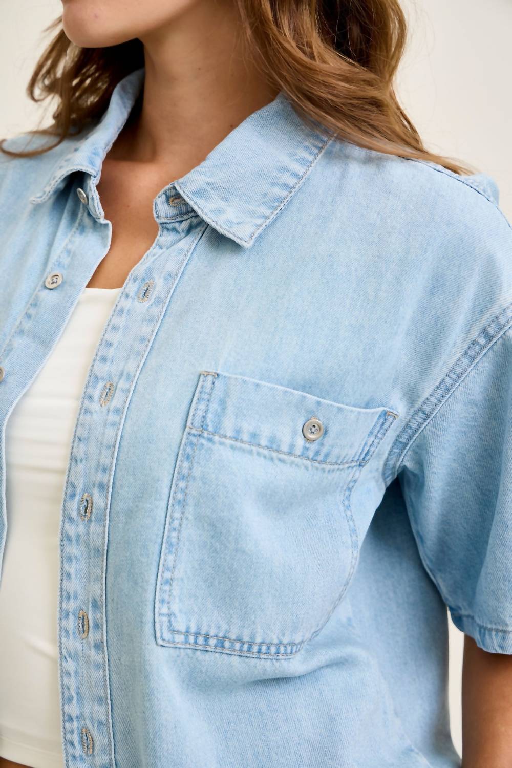 Judy Blue - Boxy Featherweight Denim Shirt