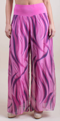 Gigi Moda - Jasmin Wave Print Slit Wide Leg Pants
